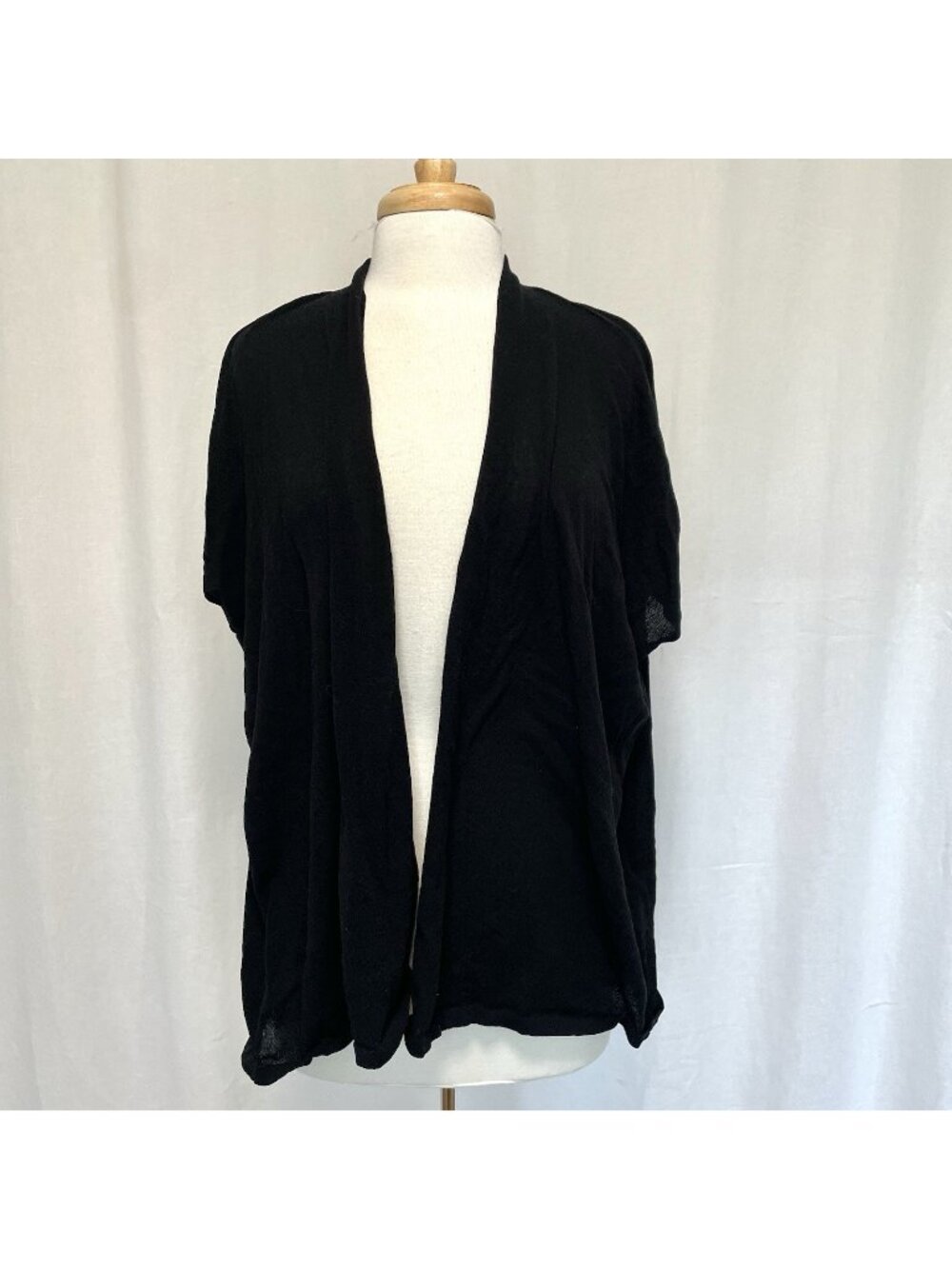 EILEEN FISHER Open Front Lightweight Kimono Sleeve Sweater Topper Black size XL